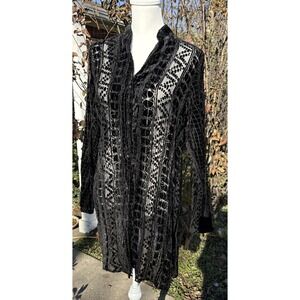 Vtg Black Velour Top 90s Y2K Whimsigoth Witchy Fairy Renaissance Long Small NWT